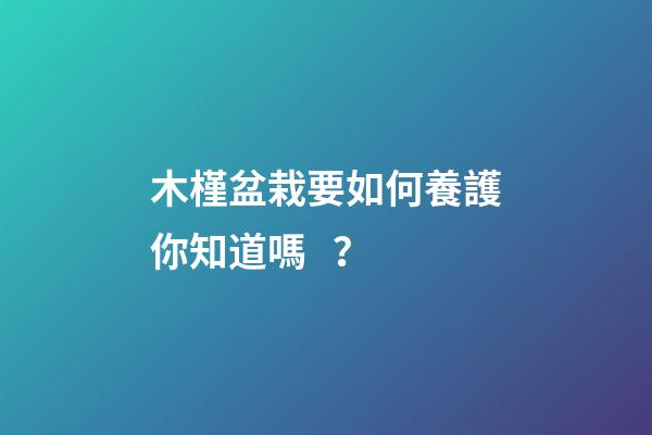 木槿盆栽要如何養護你知道嗎？